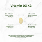 DEAL SUPPLEMENT Vitamina D3 2.000 UI + K2 MK7 50 mcg Softgels | Complejo 2 en 1 con Aceite de Coco Virgen