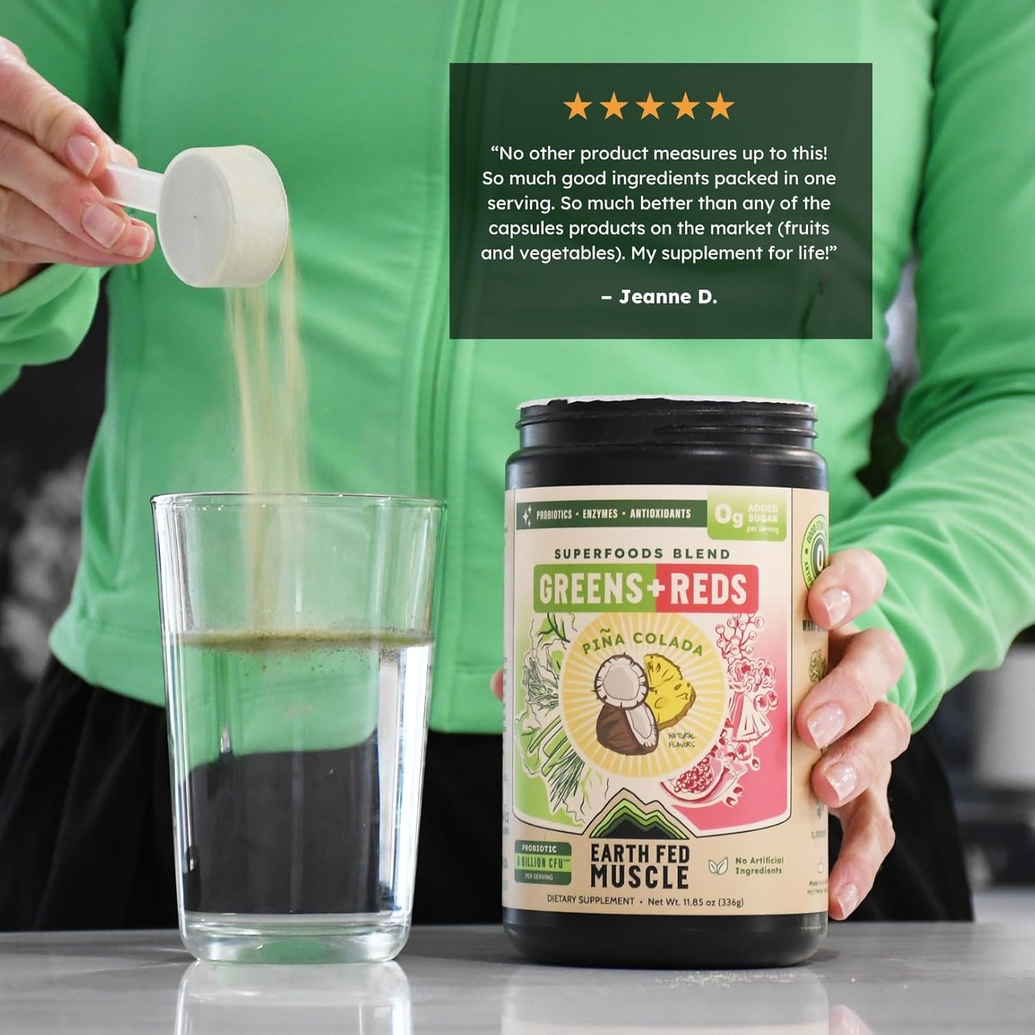 Earth Fed Muscle Greens and Reds Superfoods Blend, Piña Colada – 30 Servicios