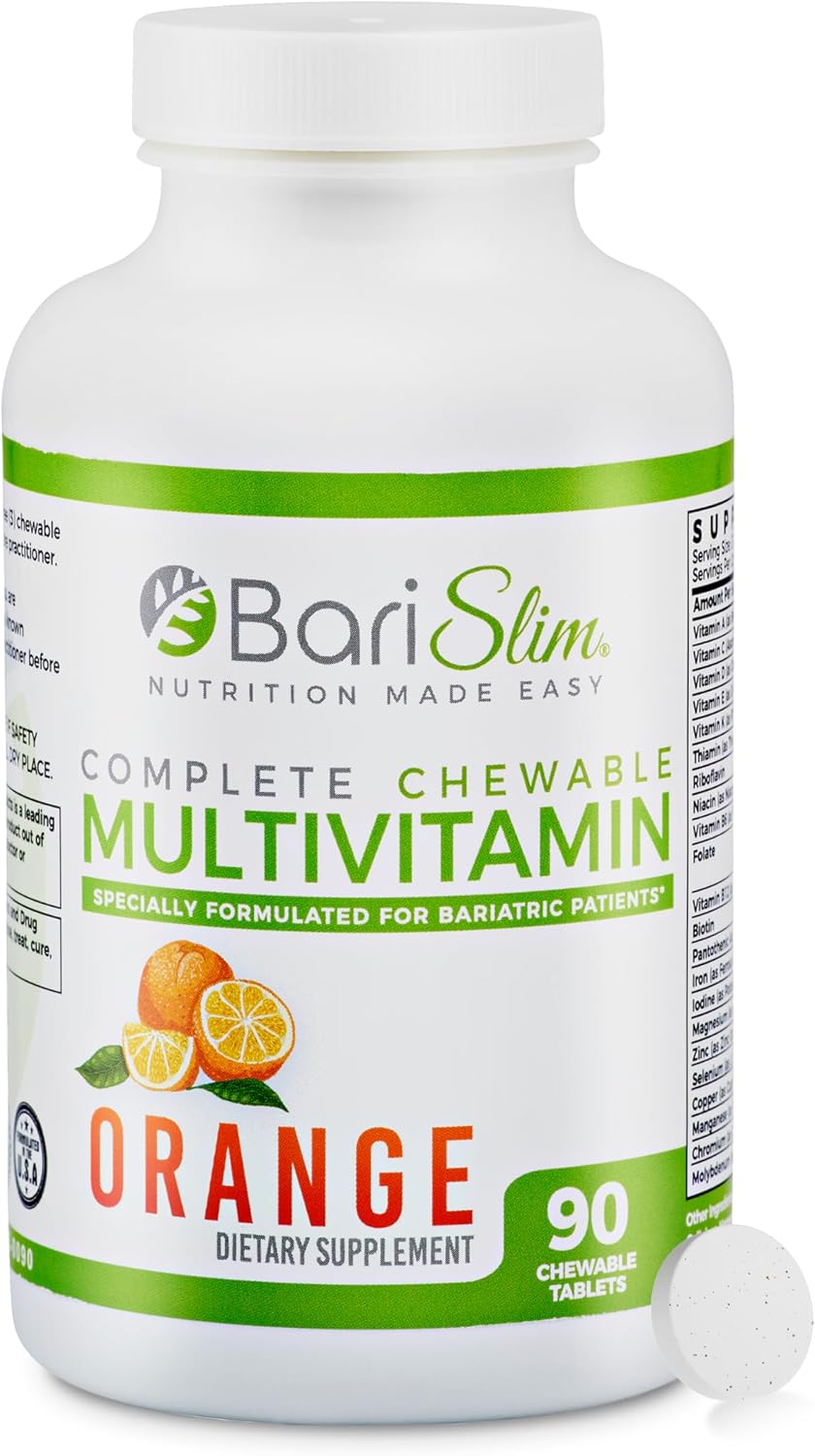 BariSlim Complete Multivitamínico Masticable para Bariátrica - 45 mg Hierro - 90 Comprimidos Sabor Bayas Mixtas