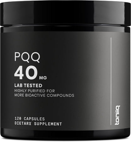 Toniiq PQQ 40 mg - 120 Cápsulas - Alta – Pureza excepcional: 99%+ de pureza, muy por encima de la media del – Image 1