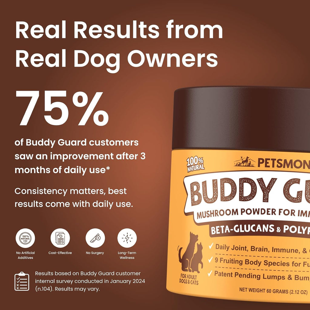 Buddy Guard para Lumps and Bumps - Mezcla Orgánica de 9 Setas para Perros y Gatos