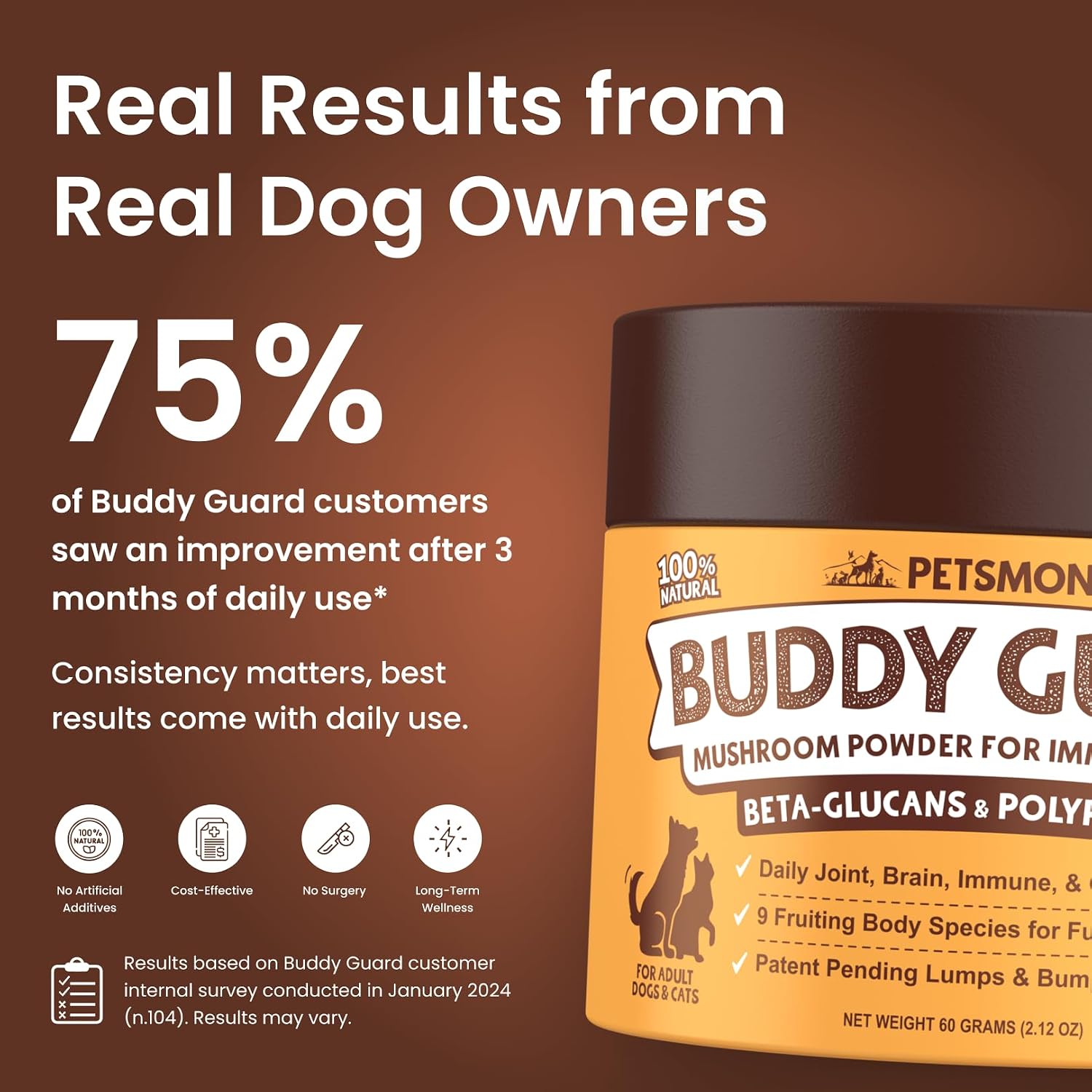 Buddy Guard para Lumps and Bumps - Mezcla Orgánica de 9 Setas para Perros y Gatos
