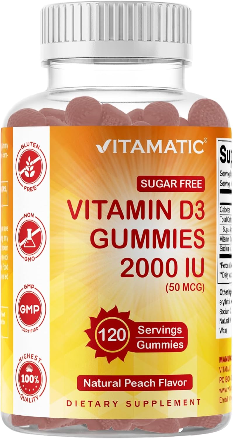 Vitamatic Vitamina D3 10000 IU Gomitas Sin Azúcar - 120 Unidades