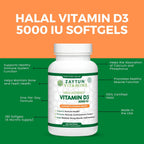 Zaytun Vitamina D3 5000 IU, 180 Cápsulas Blandas - Halal, Sin Gluten, No GMO