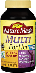 Nature Made Multivitamínico para Mujeres con Hierro y Calcio, 300 Comprimidos