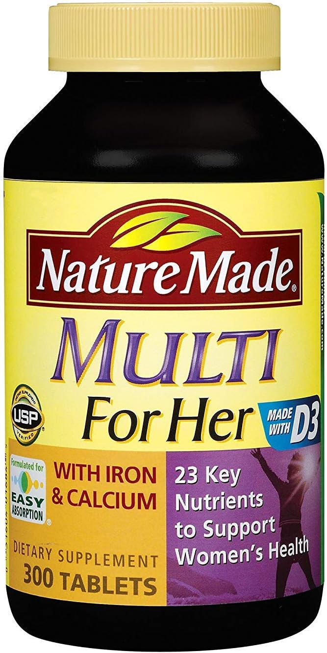 Nature Made Multivitamínico para Mujeres con Hierro y Calcio, 300 Comprimidos