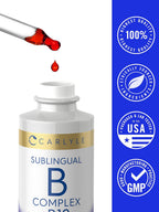 Carlyle Complejo B Sublingual - 60 ml - Gotas Líquidas con Vitamina B12 - Sabor a Bayas - Suplemento Vegetariano, No GMO, Sin Gluten