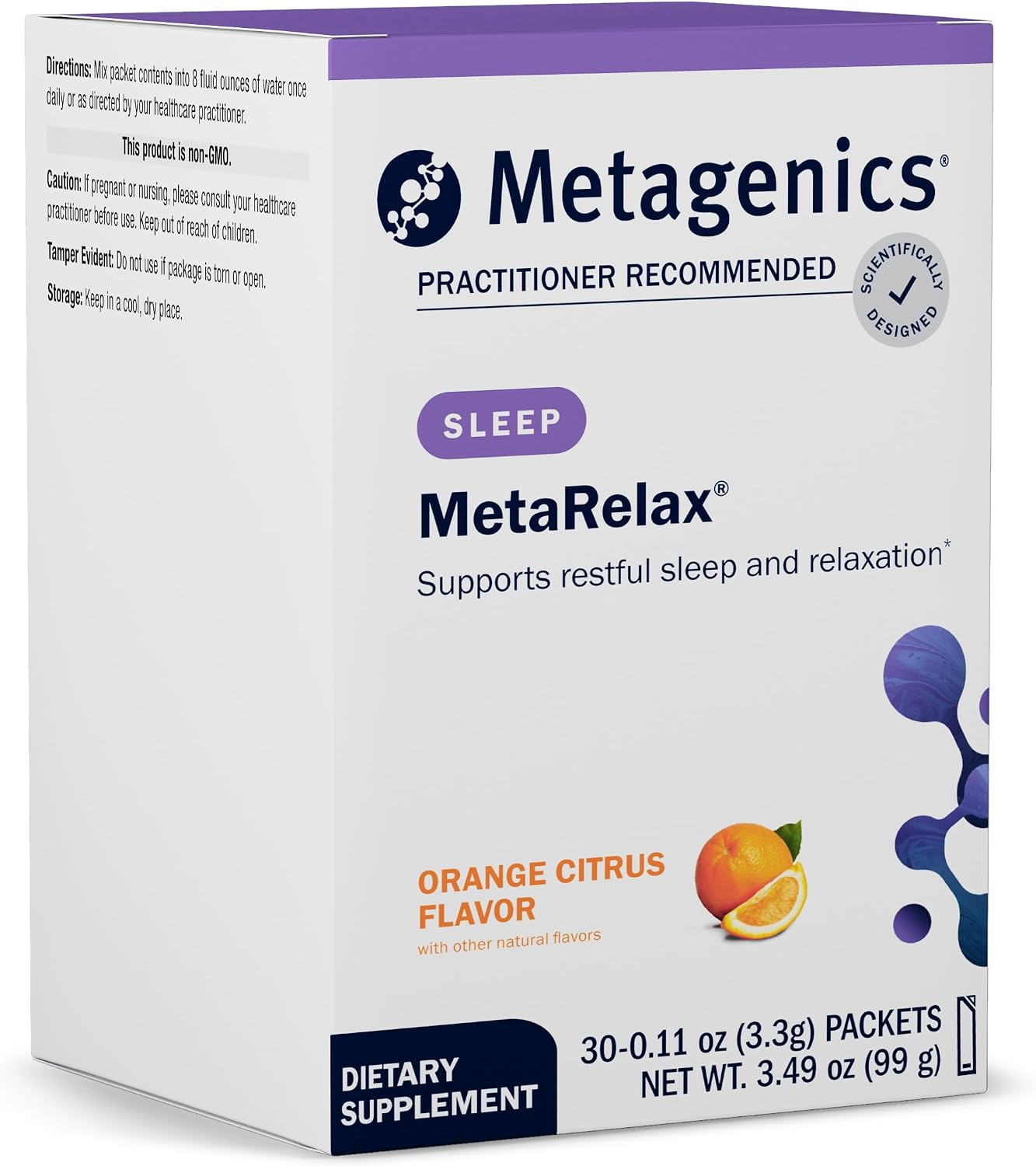 Metagenics MetaRelax - Polvo de Magnesio para Sueño Reparador, Relajación y Estado de Ánimo Positivo* - con Vitaminas B, Taurina y GABA - Sabor Naranja Cítrica - No GMO, Sin Gluten, Vegetariano - 30 Servicios