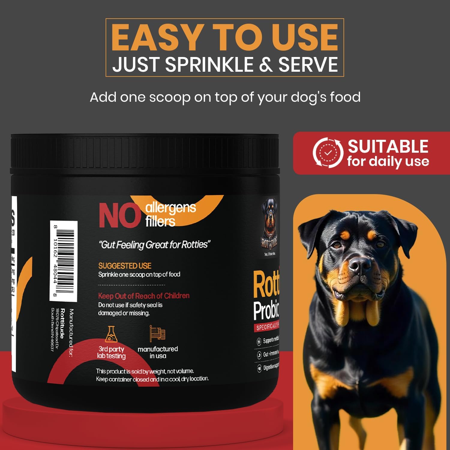 Probióticos para Perros – Suplemento Digestivo Natural para Rottweilers y Razas Grandes