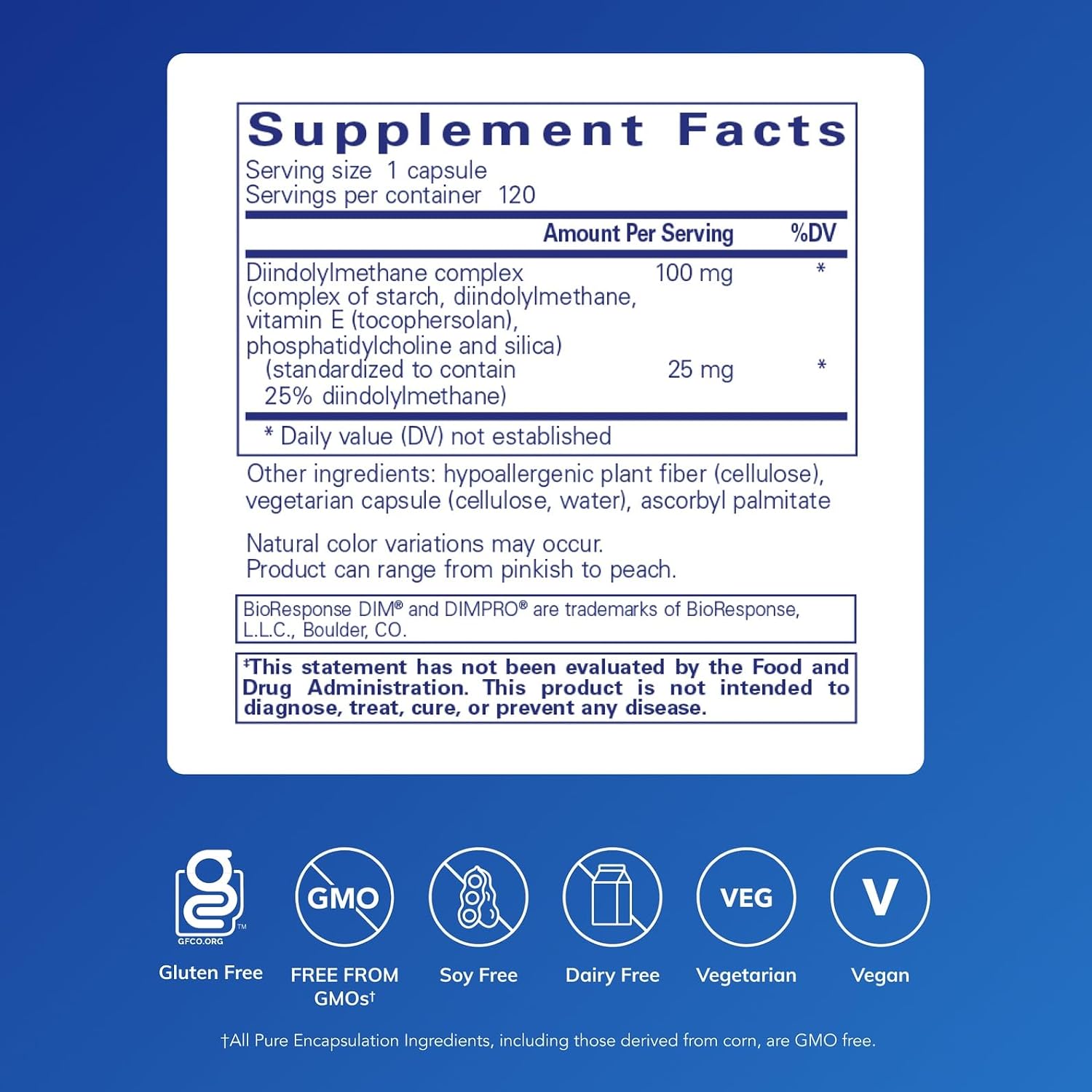 Pure Encapsulations DIMPRO 100 – Diindolilmetano – Apoyo hormonal – Sin gluten y vegano – 120 cápsulas