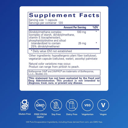 Pure Encapsulations DIMPRO 100 – Diindolilmetano – Apoyo hormonal – Sin gluten y vegano – 120 cápsulas – Image 2