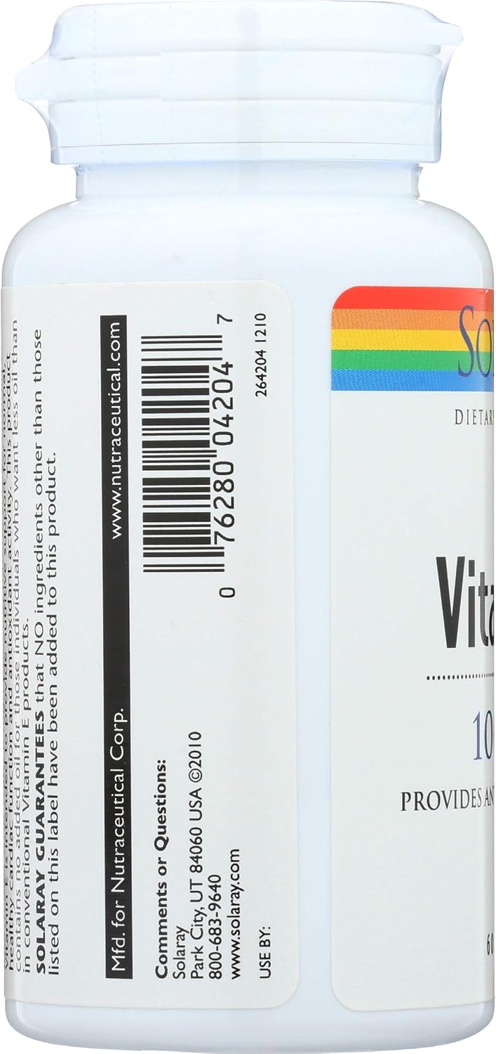 Solaray Vitamina E 1000 UI d-Alfa Tocoferol Natural - 60 Cápsulas