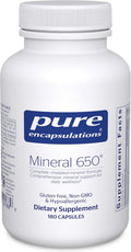 Pure Encapsulations Mineral 650 - Complejo Mineral Quelado Hipoalergénico, 180 Cápsulas