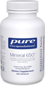 Pure Encapsulations Mineral 650 - Complejo Mineral Quelado Hipoalergénico, 180 Cápsulas