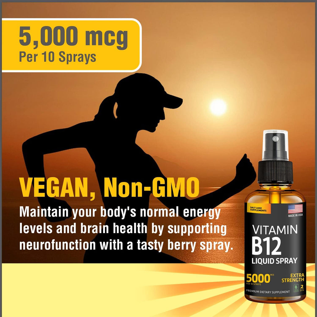 Vitamin B12 Sublingual Spray 5000 mcg – Metilcobalamina Vegana de Absorción Rápida