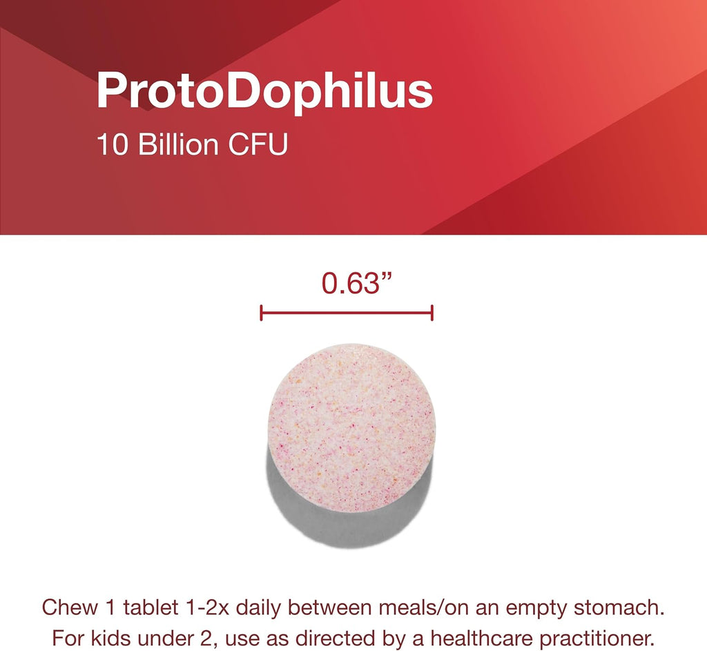 PROTOCOL FOR LIFE BALANCE Protodophilus Masticable - 10 Billion CFU Probiotic - Digestive Health - Vegan & Halal - 60 Tablets