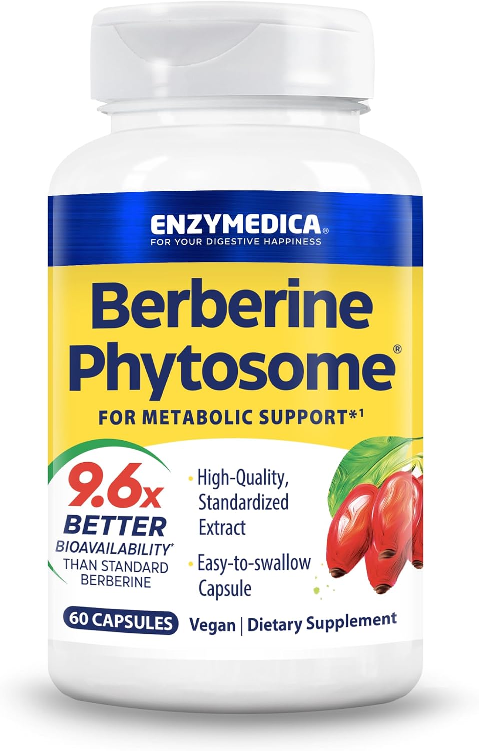 Enzymedica Berberine Phytosome - Suplemento de Berberina de Alta Absorción - 60 Cápsulas