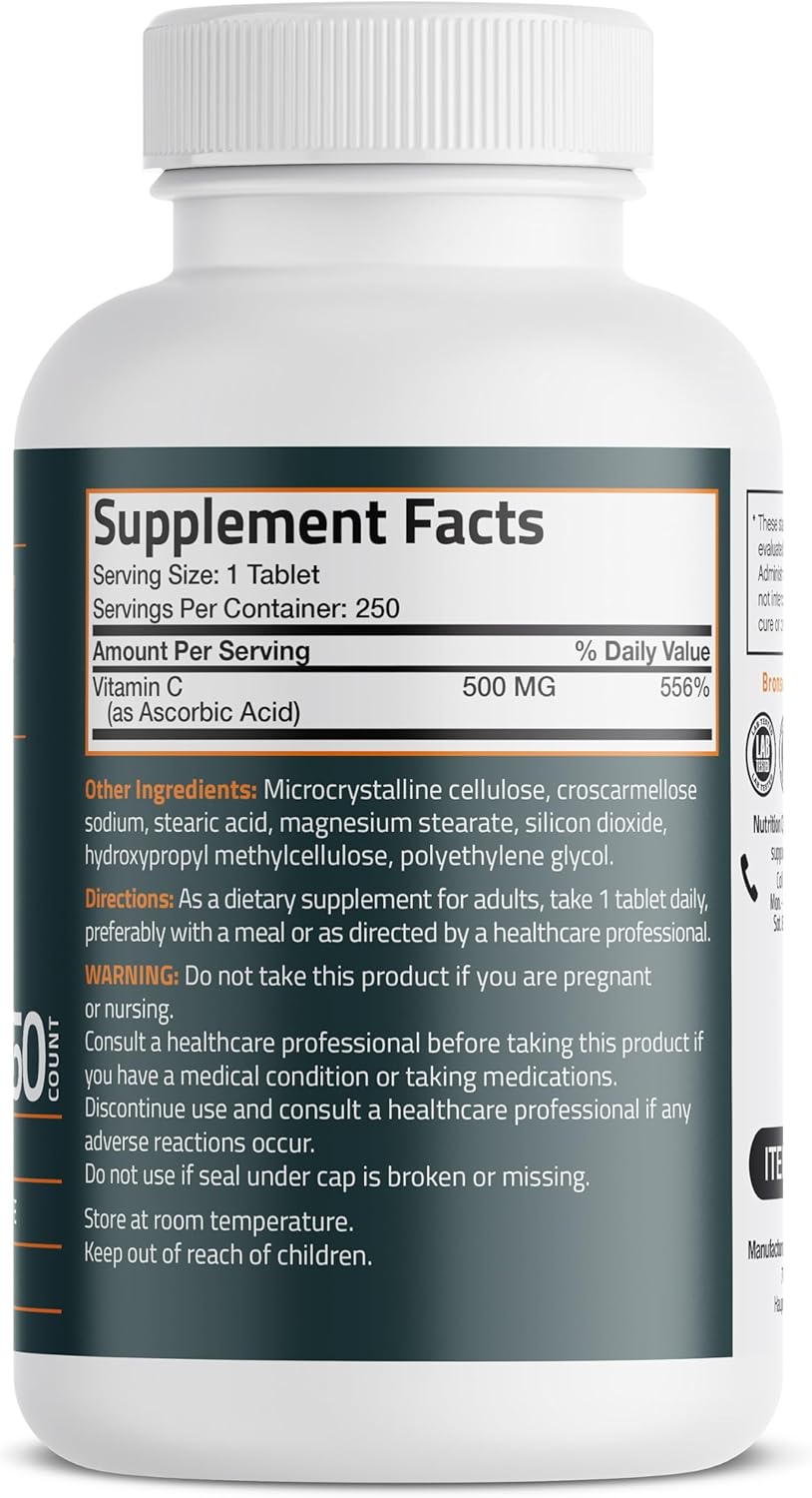 Bronson Vitamina C 500 mg - 250 Comprimidos Vegetarianos