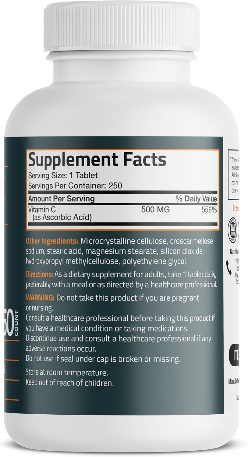 Bronson Vitamina C 500 mg - 250 Comprimidos Vegetarianos