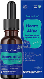 Heart Alive Líquido para la Salud Cardiovascular de Perros y Gatos - Aceite de Pescado Noruego, Coenzima Q10, Vitamina K2, Policosanol, Extracto de Espino, Sabor a Tocineta Vegano (60ml)