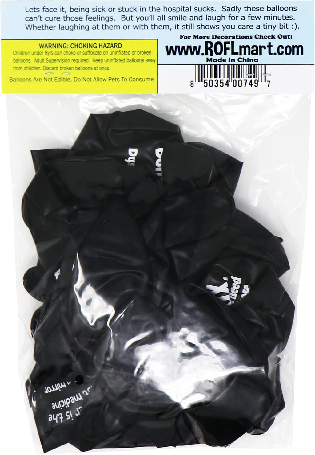 ROFLmart Sickloons Globos Divertidos Get Well Soon - Negro