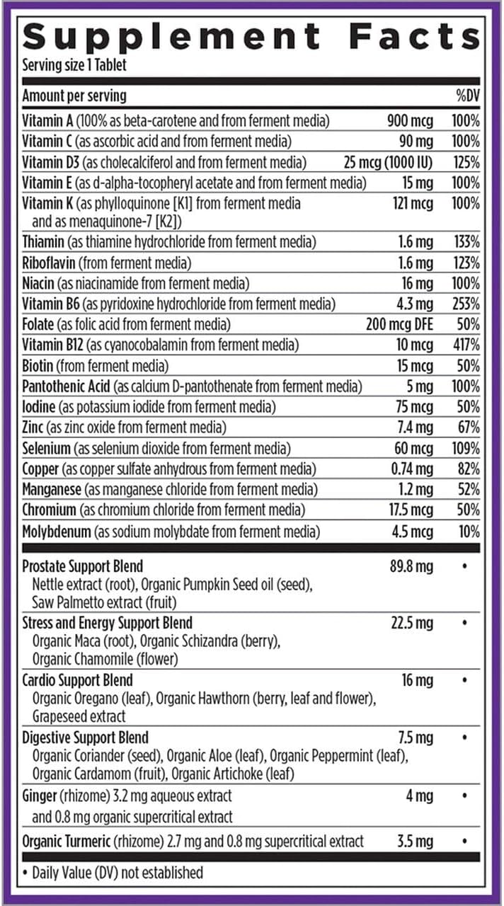 New Chapter Multivitamínico para Hombres 40+ Una Vez al Día, Fermentado con Probióticos, Palma Enana Americana, Vitaminas B, Vitamina D3 - 24 Comprimidos