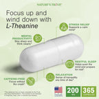Nature's Trove L-Teanina 200mg – 365 Cápsulas Vegetarianas (Súper Tamaño)