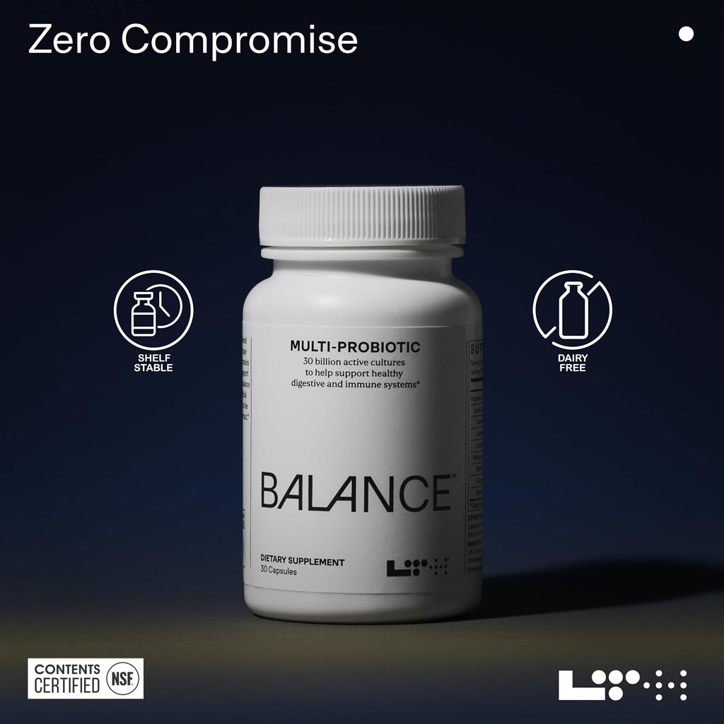 LTH Balance Multi Pro 30B Probiótico - Confianza de los miembros de Life Time - 30 mil millones de UFC - Sin lácteos, estable en almacenamiento - Apoyo intestinal e inmunológico - 30 cápsulas