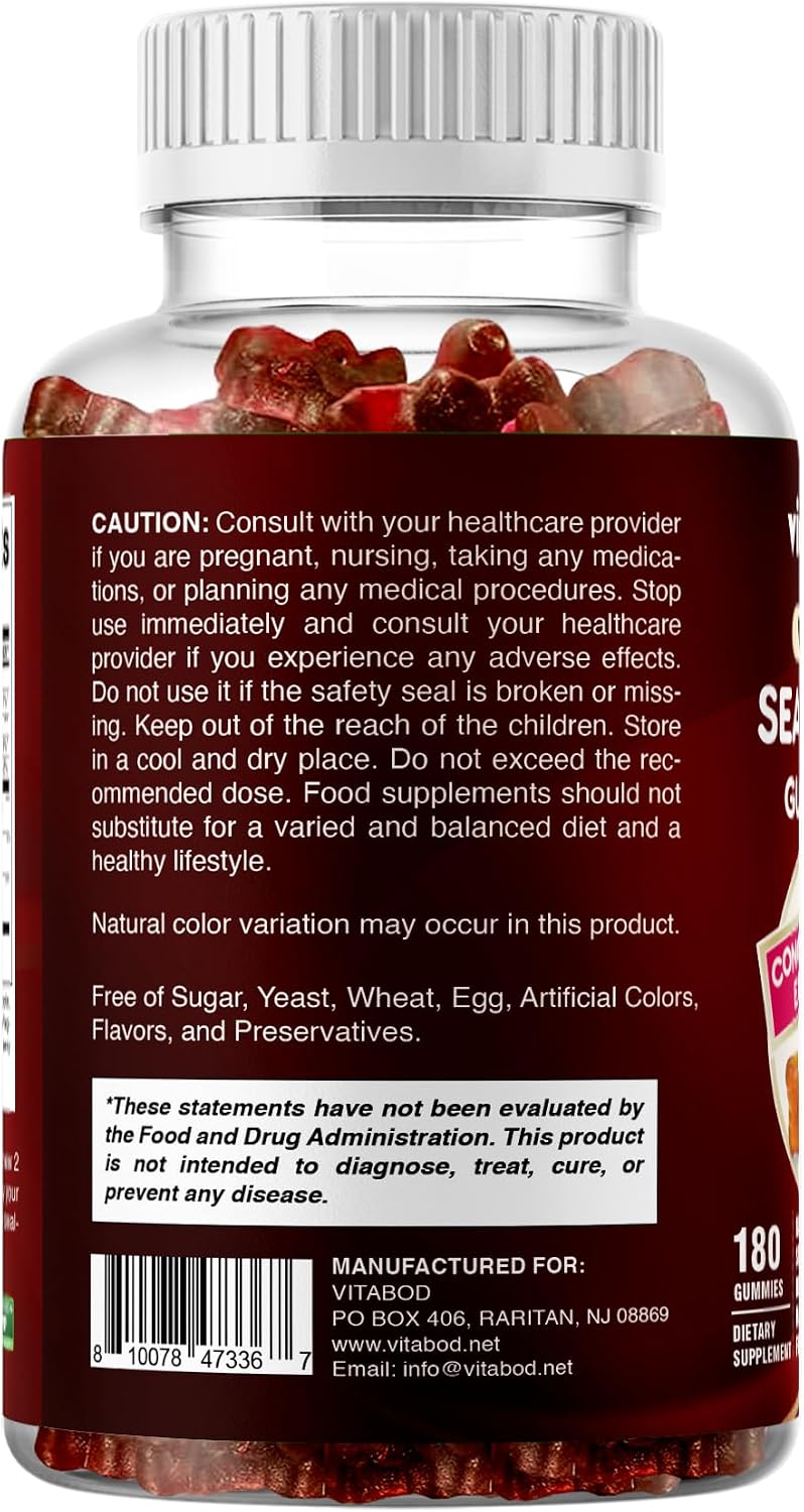 Vitabod Irish Sea Moss & Bladderwrack Gummies con Burdock Root - 180 Gominolas Vegan