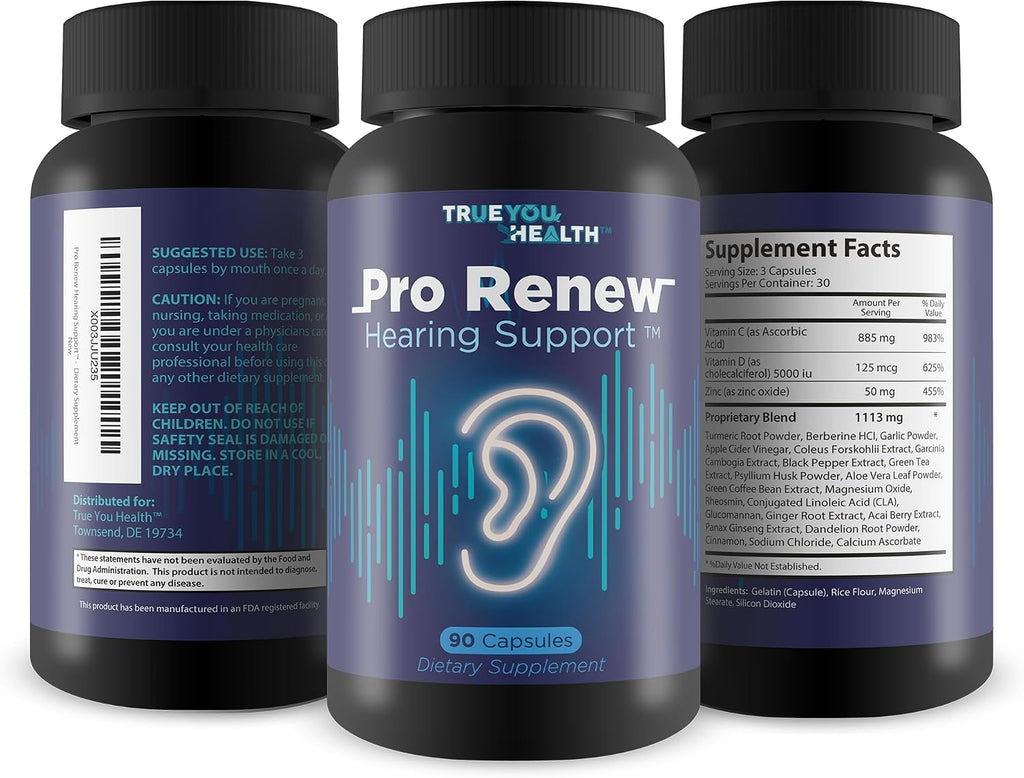 Pro Renew Hearing Support - Contains Vitamin D & Antioxidants to Support Inner & Middle Ear Health - Promote Improved Circulation - Advanced Hearing Formula for Healthy Hearing