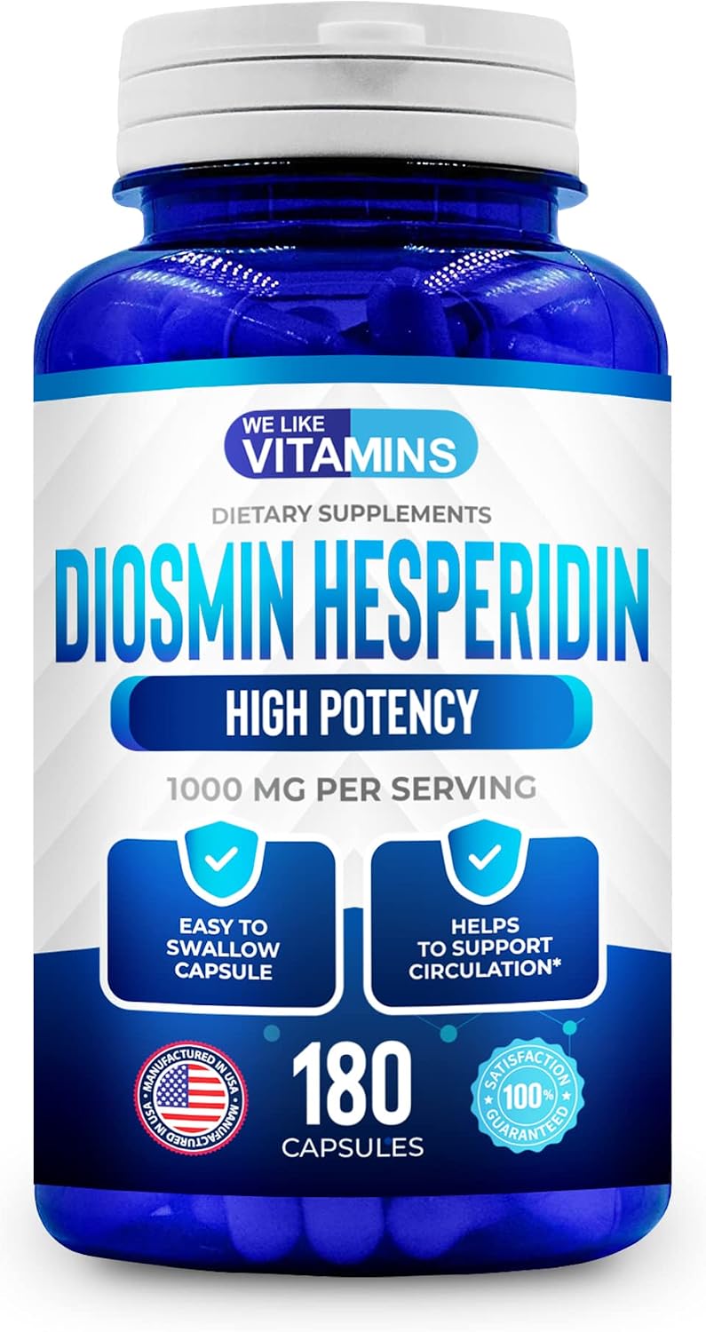 Diosmin Hesperidin 1000mg – 180 Cápsulas – Suplemento de Diosmina y Hesperidina
