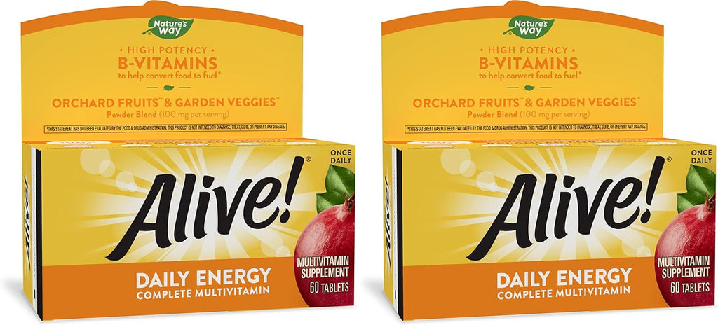Nature's Way Alive! Multivitamínico Diario Energy 22 Vitaminas y Minerales 60 Comprimidos (Pack de 2)