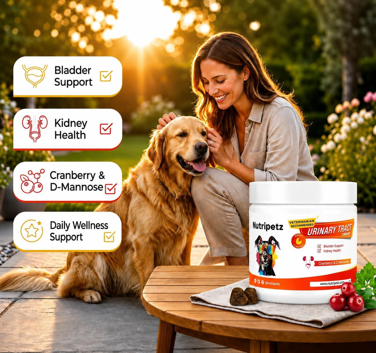 120 Cranberry Supplement for Dogs - Bladder Control for Dogs - Urinary Tract Support - Vitamin B6 & L-Arginine - Cranberry Chews with D-Mannose - Immune & Gut Support - görsel 9
