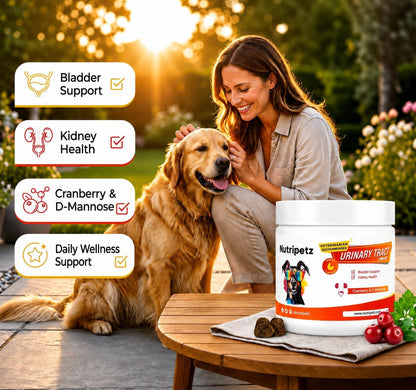 120 Cranberry Supplement for Dogs - Bladder Control for Dogs - Urinary Tract Support - Vitamin B6 & L-Arginine - Cranberry Chews with D-Mannose - Immune & Gut Support