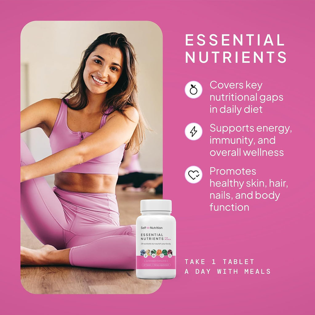 SELF NUTRITION Multivitamínico Vegano para Mujeres - 28 Nutrientes - 1 Dosis Diaria - 60 Días