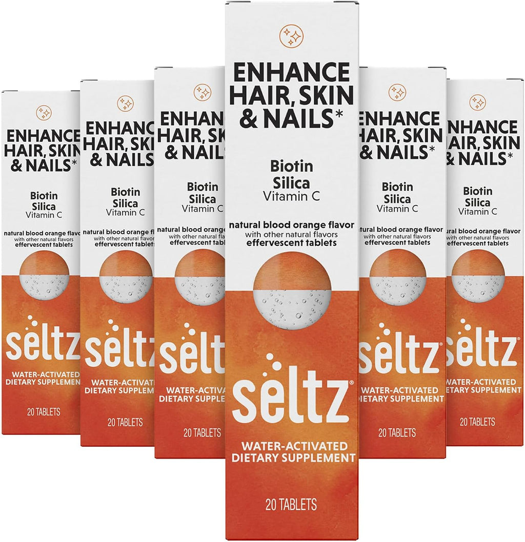 Seltz Comprimidos Efervescentes Cabello, Piel y Uñas – Biotina, Vitamina C y Silicio – 6 Pack