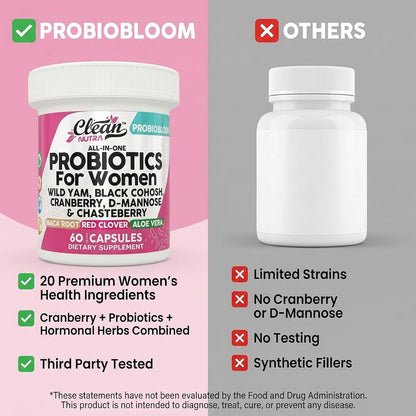 Clean Nutraceuticals Probióticos para Mujeres con D-Manosa, Arándano Rojo, Ñame Salvaje, Sauzgatillo - 20 Cepas Probióticas – Image 7