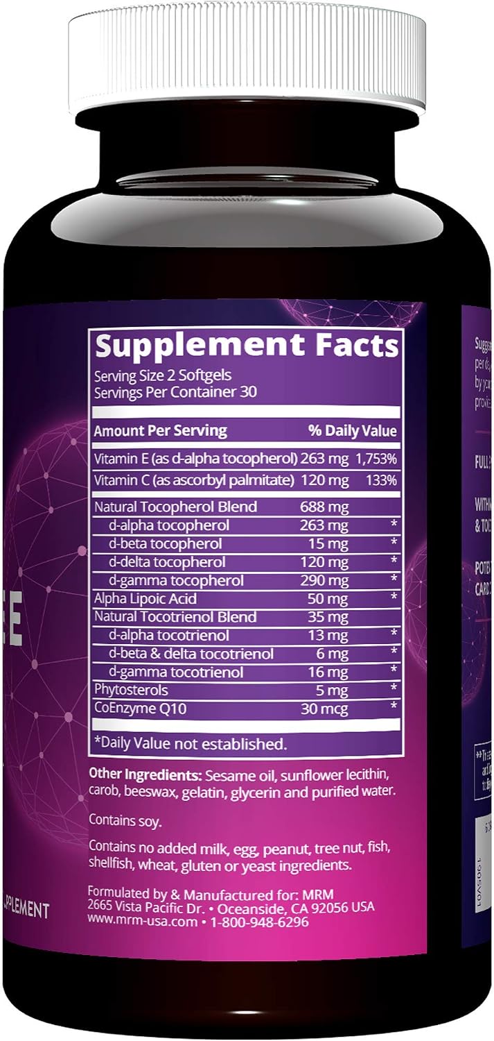 MRM Nutrition Complete E - Complejo de Vitamina E Natural con Tocoferoles, Vitamina C y CoQ10