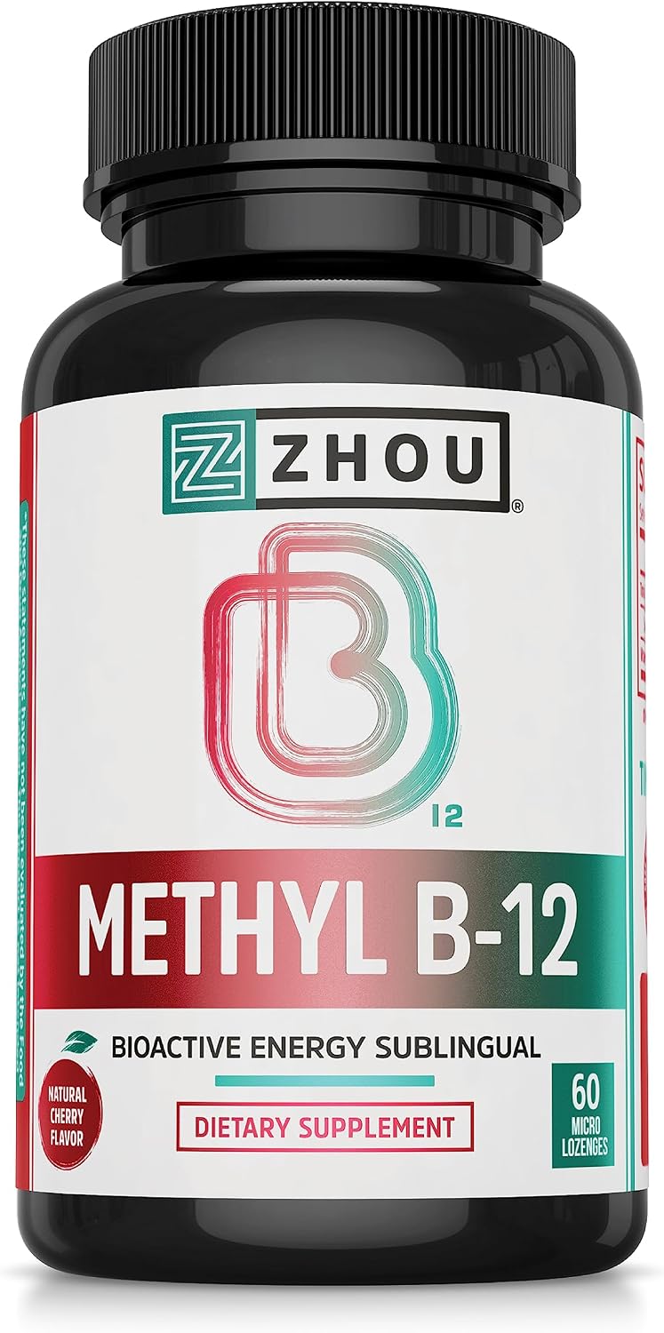 Zhou Methyl B12 - Metilcobalamina 5000 mcg - 60 Microgrageas Veganas