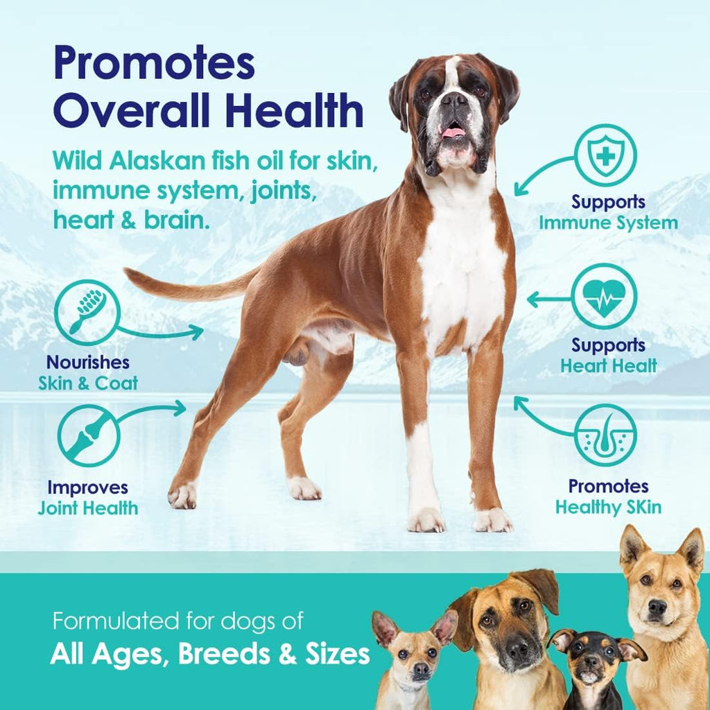 Alaskan Wild Salmon Oil for Dogs – Omega 3, 120 Softgels