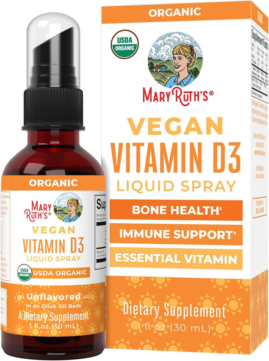 MaryRuth Organics Vitamina D3 Spray Vegano Orgánico - 30 Servicios