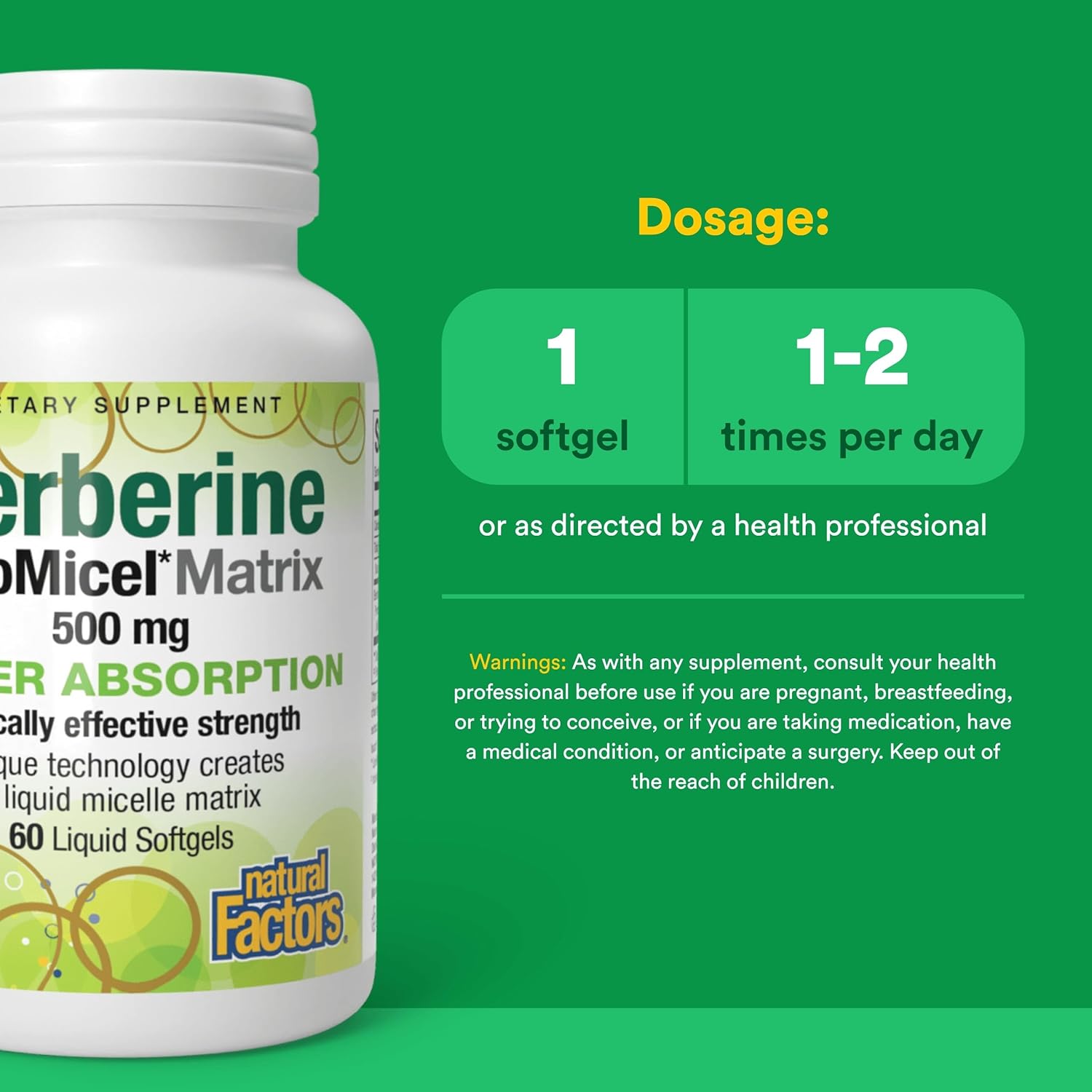 Natural Factors Berberina LipoMicel Matrix - 60 Cápsulas Blandas (60 Dosis)