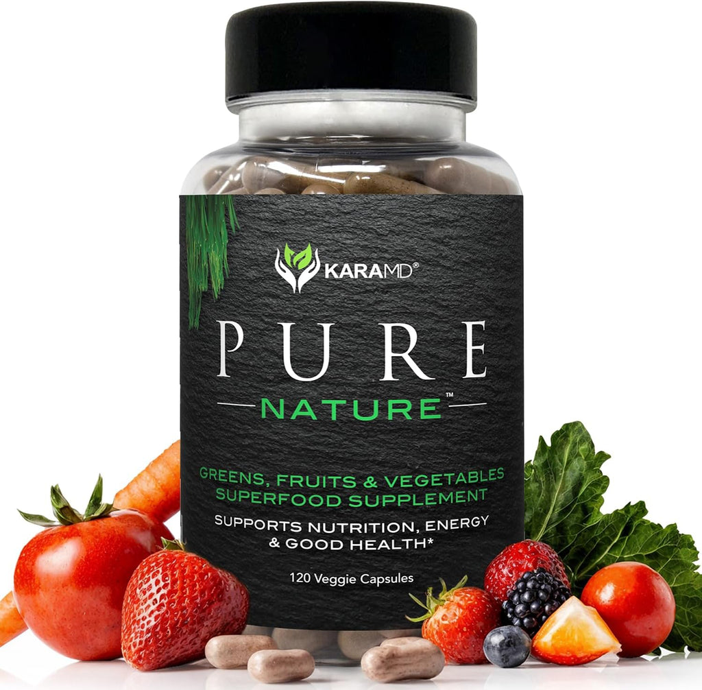 KaraMD Pure Nature | Greens, Frutas y Verduras | Multivitamínico Integral y Antioxidantes | 20 Frutas y Verduras para Energía y Digestión | Sin Gluten y Vegano (30 Porciones)
