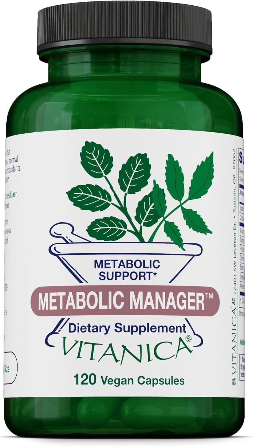 Vitanica Metabolic Manager - Suplemento Herbal para Apoyo Metabólico Saludable con Vitamina D - Vegano - 120 Cápsulas