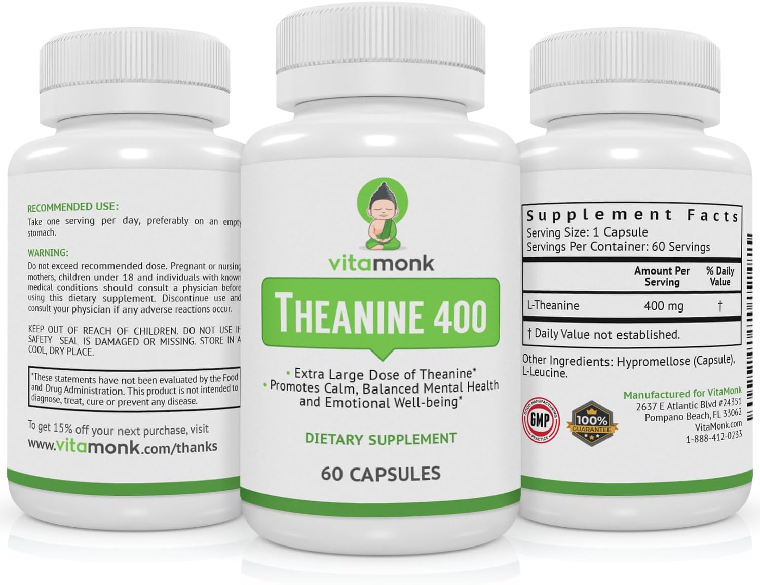 VitaMonk L-Teanina 400mg - 60 Cápsulas