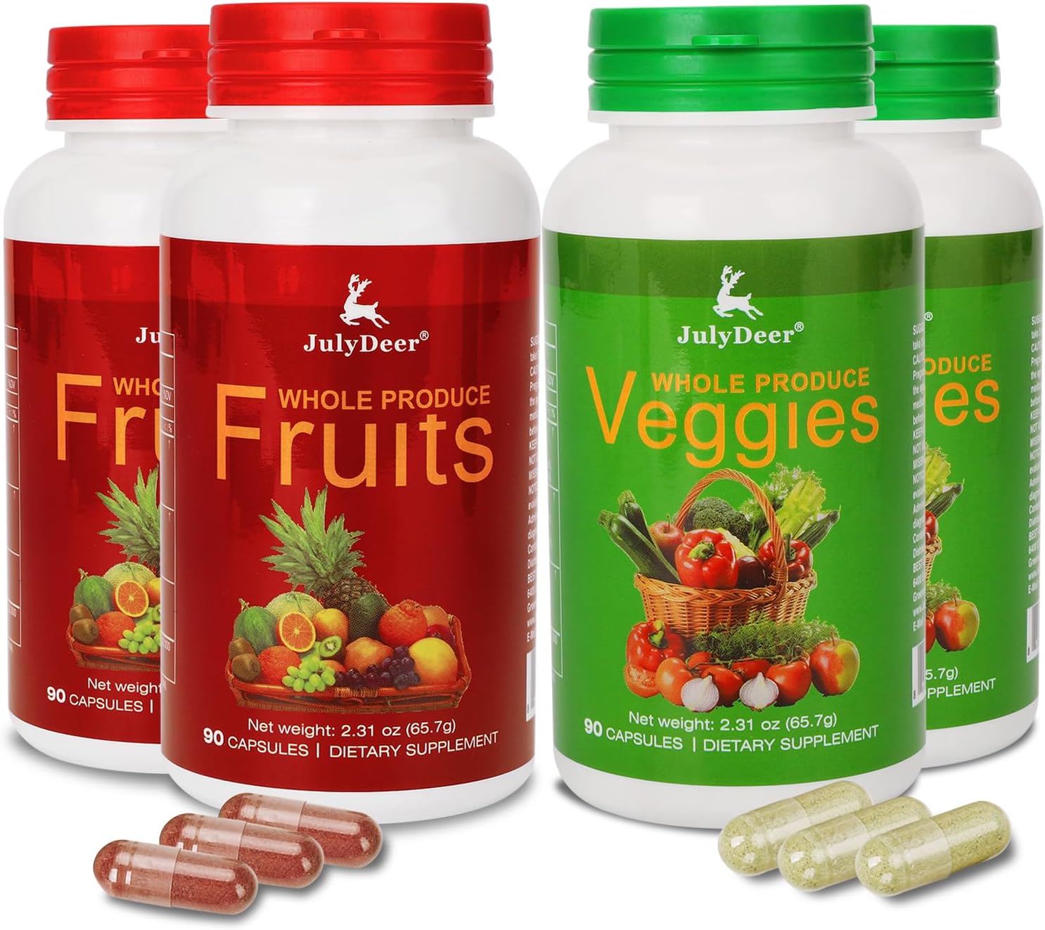 JulyDeer Veggie Supplement – 90 Cápsulas Vegetarianas con 18 Verduras
