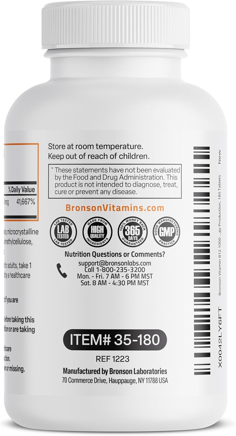 Bronson Vitamina B12 1000 mcg Liberación Sostenida - 180 Comprimidos