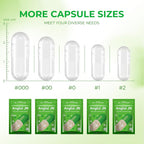 Cápsulas Vegetales Vacías AngtaiJN - 500 Unidades, Tamaño 00, Transparentes, con Cuchara Micro Lab