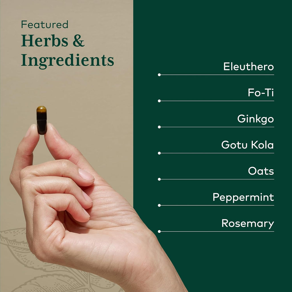 GAIA HERBS PRO Fórmula Cognitiva - Apoyo Cerebral y Circulación Sanguínea - 60 Cápsulas Líquidas