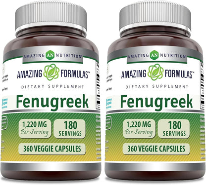 Amazing Formulas Fenugreek Seed 1220 mg - 180 Cápsulas Veganas – Image 6